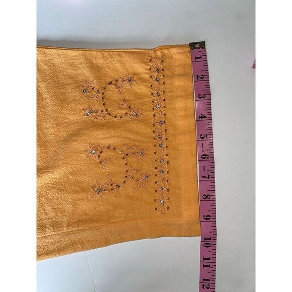 Jane Ashley Pull-On Pants Crop Capri Orange Drawstring Embellished Embroidery 2X - Picture 13 of 16